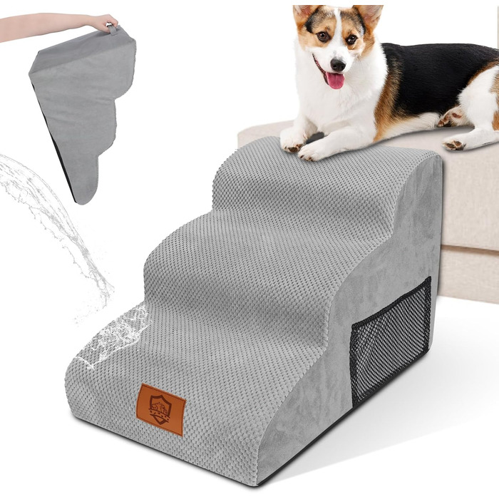 Pet Stairs, Dog Stairs for Small Dogs, Waterproof Dog Stairs 40 cm High, Injury Prevention High-Quality Sponge Cat Stairs, Non-Slip Washable Dog Ramp for Sofa Bed Car