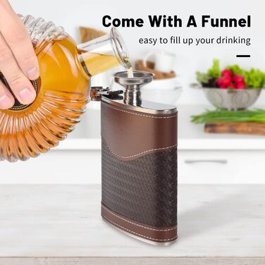 Чоловічий фляга LH HOME 237 мл з нержавіючої сталі 304, подарунковий набір з воронкою та стаканами, чорний (A)
