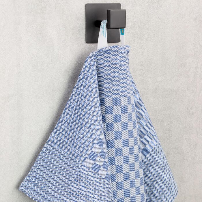 ZOLLNER Set of 10 Picnic Blankets, 54x100 cm, Cotton, Blue and White Checkered