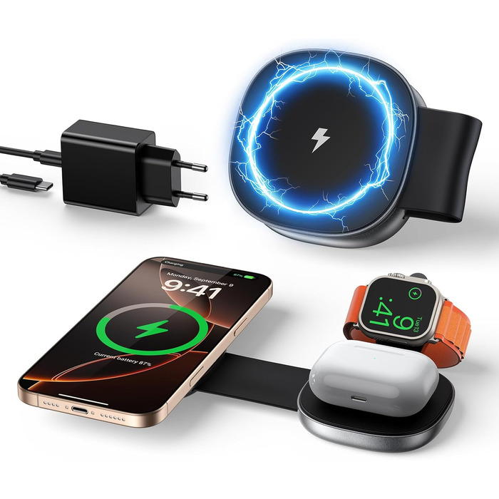 Бездротова зарядка 3-в-1 з MagSafe: для iPhone, Apple Watch, AirPods (20W)