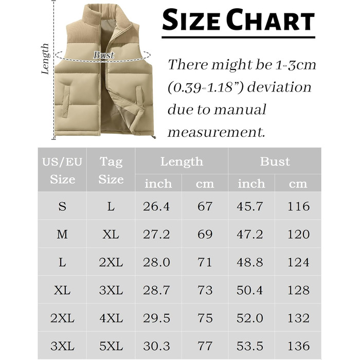 Чоловіча жилетка AIEOE з утеплювачем, без рукавів, тепла, для активного відпочинку, хакі, розмір S-3XL