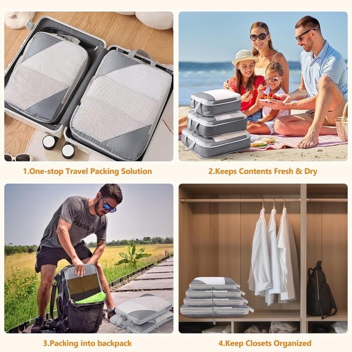 Набір органайзерів для валізи (9 шт.) - Компресійні куби для подорожей, кемпінгу, рюкзака