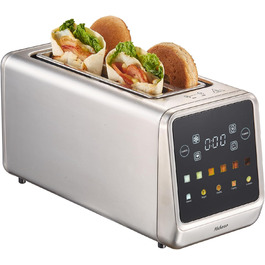 Тостер Yabano на 4 підсмажувальні позиції з сенсорним екраном та функцією пам'яті, технологією Single-Slice, таймером, функціями розморожування та підігріву, з нержавіючої сталі, 6 рівнів підсмажування, 5 програм для хліба