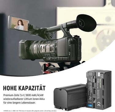 NEEWER NP-F750 5600mAh акумулятор з USB-зарядним пристроєм, сумісний з Sony NP-F550/750/970 та ін.