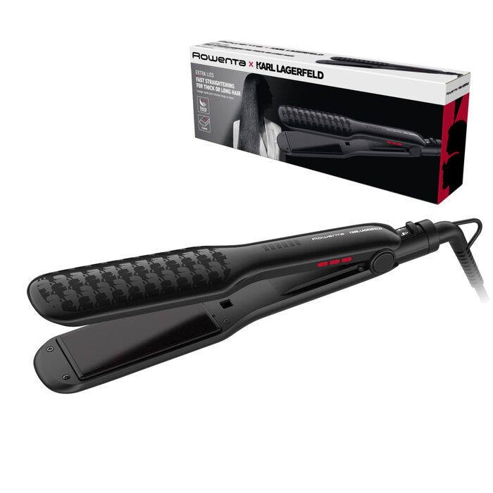 Випрямляч для волосся Rowenta x Karl Lagerfeld SF411L Extra Liss з керамічним покриттям, чорний