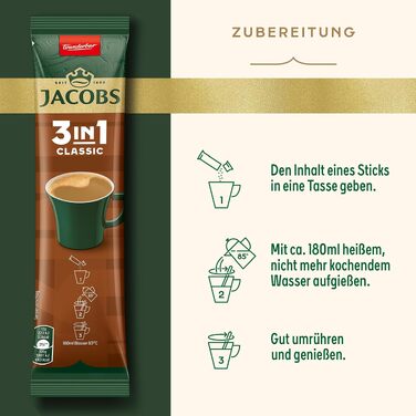 Кава розчинна 3в1 Jacobs Classic зі сливками та цукром, стіки (120 шт x 12 г), 1.44 кг