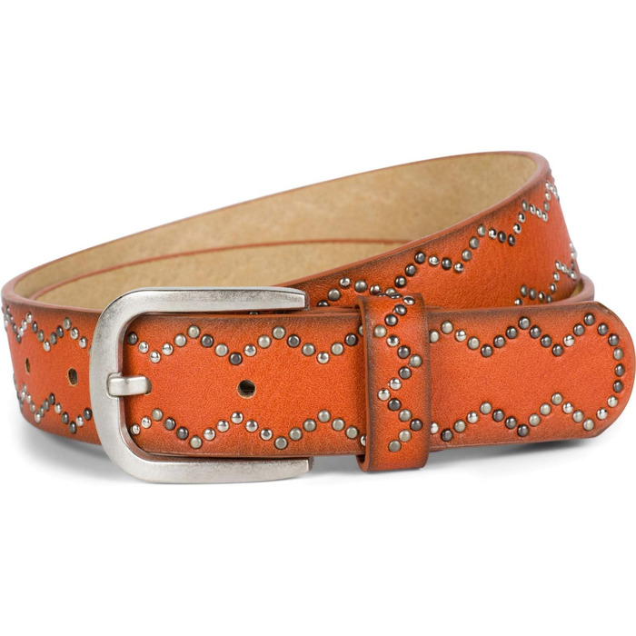 Жіночий ремінь StyleBreaker з пряжками, однотонний, з маленькими пряжками у вигляді зубчиків, регульований, синтетика, колір: іржавий