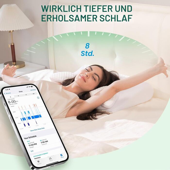Подушка для шиї та голови 2 в 1 з ефектом пам'яті (Memory Foam), 60x40x12/14 см, біла