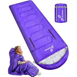 3-4 Season Sleeping Bag - Waterproof, Lightweight Sleeping Bag for Camping, Travel & Outdoor Activities - 220x84cm, 1.9KG (Violet)