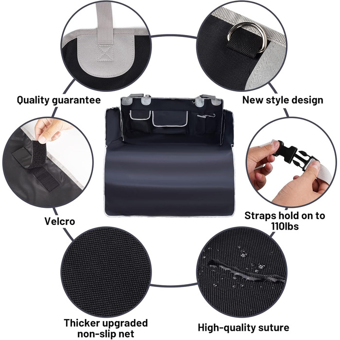 Захист для багажника автомобіля для собак, SUV, чорний килимок з захистом боків та бампера, водовідштовхувальний, універсальний, 205x115 см