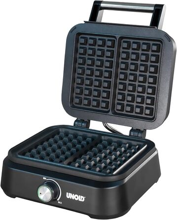 Вафельниця Unold 48275 Belgisches Waffeleisen Brüssel: подвійний автомат, регулювання температури, антипригарне покриття, 1500 Вт, чорний