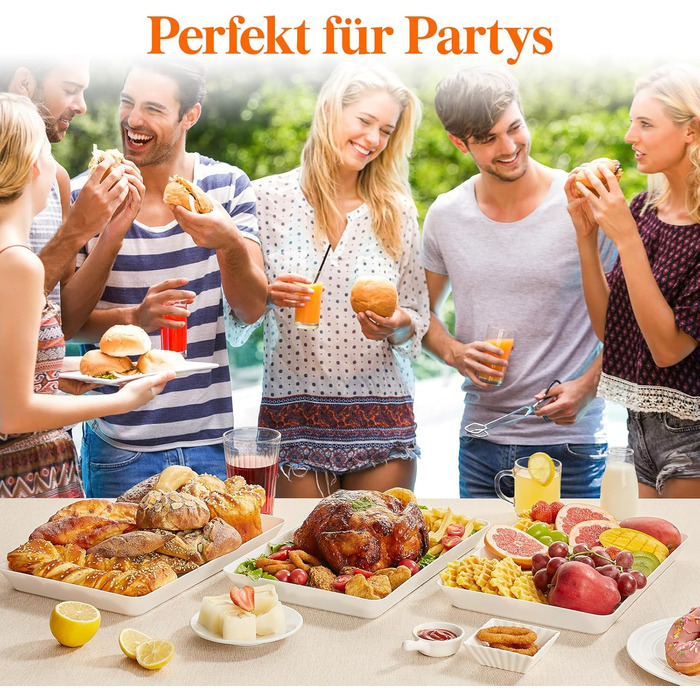 Сервірувальне блюдо Lifewit з пластику, 36,7 x 2 см, велике, набір, BPA-free, багаторазове, для фуршетів, свят, пікніків, сніданків та закусок, біле (2)