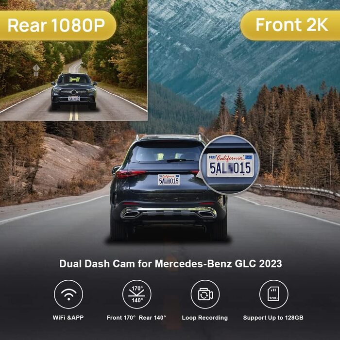 Відеореєстратор Fitcamx 4K для Mercedes-Benz GLC X254 (2023-2026) OEM, WiFi, Full HD, з акумулятором, карта 64GB