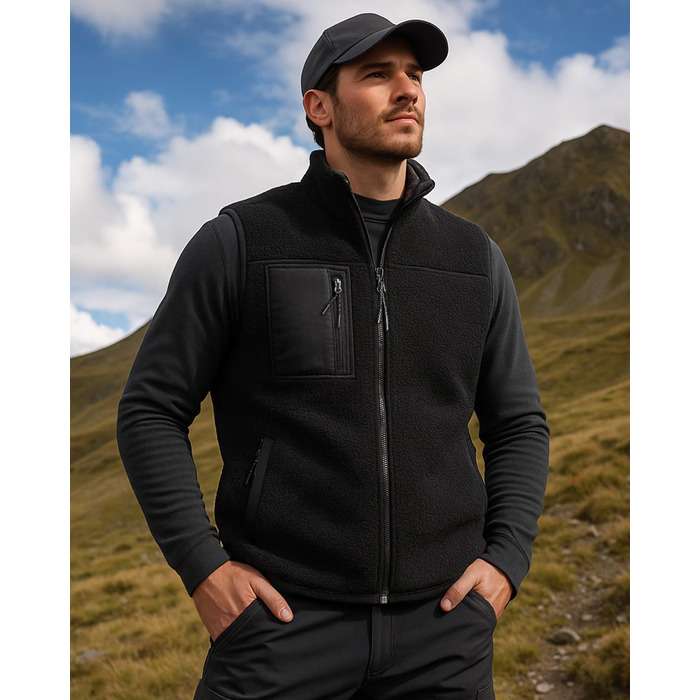 Обогреваемый жилет LABCOOL для мужчин и женщин - флисовый жилет з USB-живленням (10000mAh Powerbank), 6 зон обігріву, 3 температурні режими, машинне прання, XL, чорний