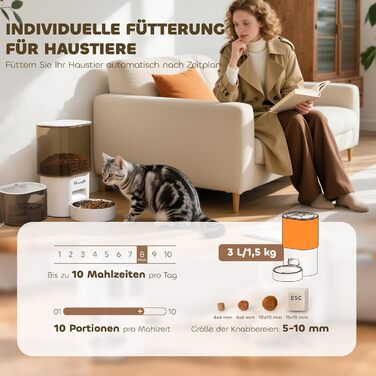 Автоматичний годівниця та фонтанчик для котів та собак PawHut 2.5 л - білий