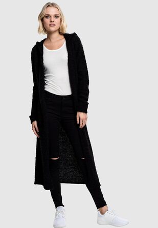 Кардиган жіночий Urban Classics з капюшоном та пір'ям, чорний