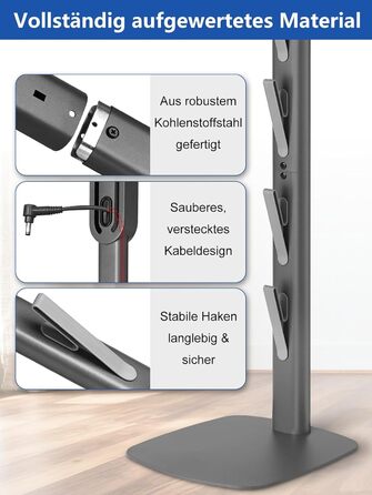 Настінна кріплення для пилососа Dyson (Gen5, V15, V12, V11, V10, V8, V7, V6) з вуглецевої сталі, сірий