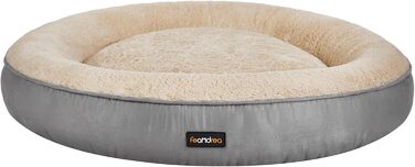 Ліжко для собак і котів Feandrea Donut, 70 см, світло-сіре, плюш, кругле, 80x80x18 см