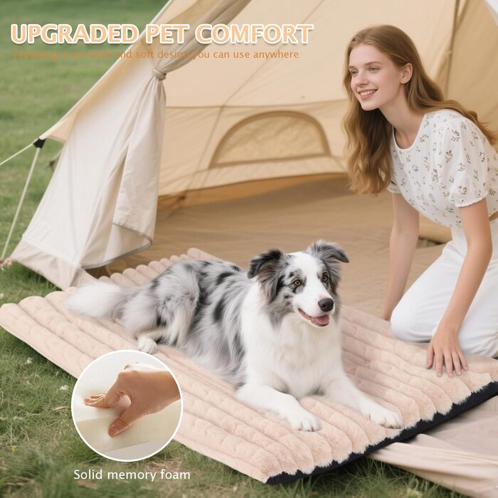 М'яке ортопедичне ліжко для собак BVAGSS, 100x70 см, колір персиковий. Легко миється, з антиковзким покриттям. Підходить для собак маленьких, середніх та великих порід.