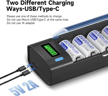 Зарядний пристрій для акумуляторів Universal для AA/AAA/SC/C/D/9V NI-Mh/NI-CD та 9V Li-ion з функцією розряду та LCD-дисплеєм, швидка зарядка