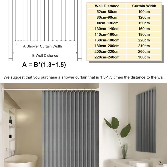 Зручний душовий завіс з льону, вологостійкий, сірий, 120x200 см. Анти-пліснявий, з магнітним кріпленням