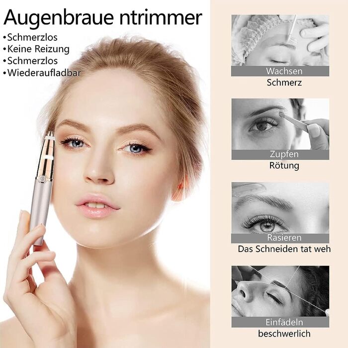 Електричний тример для брів для жінок: безболісний та точний тример для брів для жінок. 1 шт.
