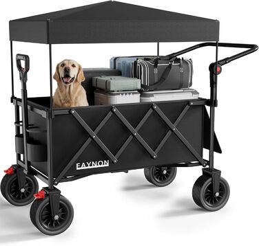 3 в 1 вагончик-тележка складний з гальмами, 150л, 136кг, чорний