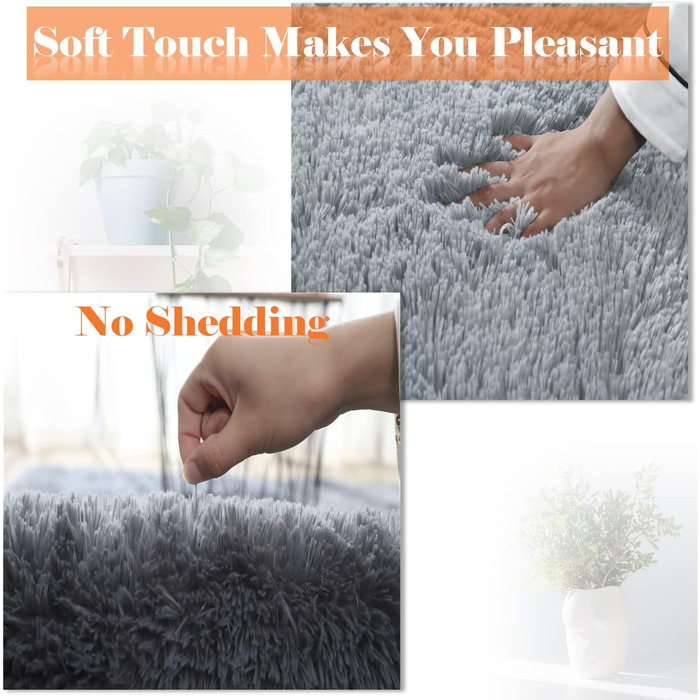 Килимок для вітальні та спальні Gsogcax, 120 x 160 см, сірий, пухнастий, з антиковзаючим покриттям, супер м'який, великий, для дому, сучасний декор, килим на підлогу