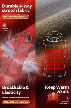 Жіноча софтшеллова жилетка CREATMO, вітрозахисна, з капюшоном (XS, Червоний)