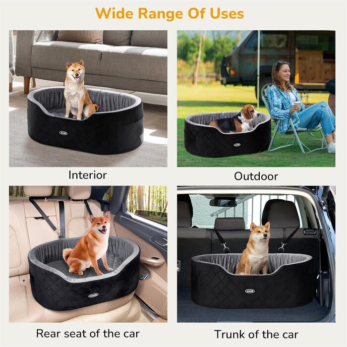 Dog Car Seat Back Bench with Thick Padding for Pet Travel, Waterproof and Washable, Dog Car Seat Back Bench with 2 Safety Leashes. Medium Back Length Less than 70 cm