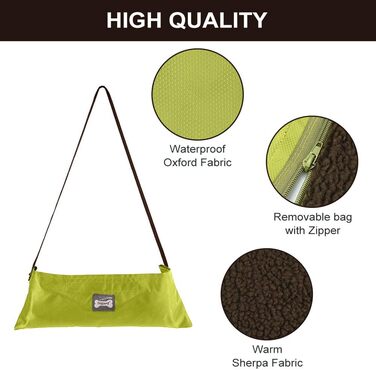 Килимок для собак Outdoor водонепроникний 100x70 см, миючий, для подорожей та кемпінгу, з сумкою та видаленням шерсті, теплий, великий, для собак та котів (зелений, вовна)