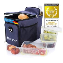 Кühlertasche Dimono® 15L: сумка-холодильник з 3 контейнерами для їжі та акумулятором холоду, блакитна