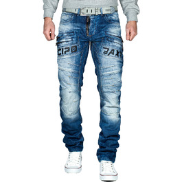 Чоловічі джинси Cipo & Baxx у стилі байкер, Regular або Slim Fit, блакитний денім, 34W/32L