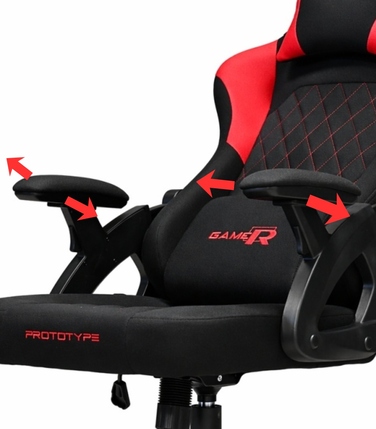 Ігрове крісло Prototype DESMO XL, тканина, чорно-червоне