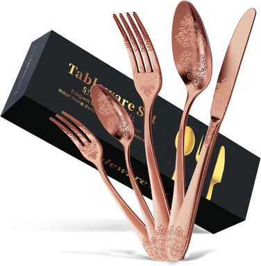 Набір столових приборів Dragon Riot на 6 осіб (30 предметів) з нержавіючої сталі, рожеве золото, для дому/вечірки/ресторану