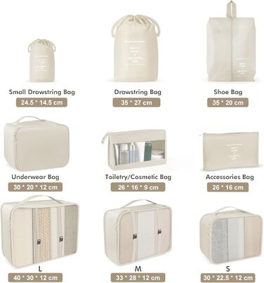 Органайзери для валізи OBSGUMU, набір 9 шт. - Packing Cubes для подорожей, косметичка, набір для подорожей