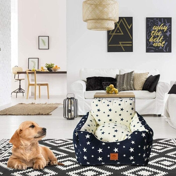 Автокрісло для собак маленьких порід, миється, стійке до плям. Зручне автокрісло для маленьких собак, безпечне, з високоякісного матеріалу та кишеню для зберігання. Супер м'яка бавовна PP, комфортне (Бежевий, Medium)