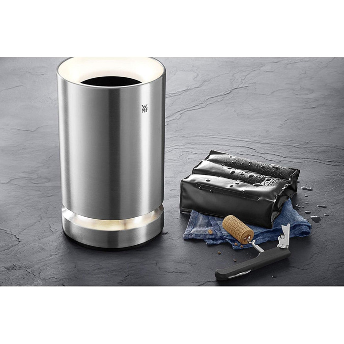 WMF Electric Bottle Cooler, Sparkling Wine or Wine Cooler Electric, Cooling Sleeve, LED Lighting