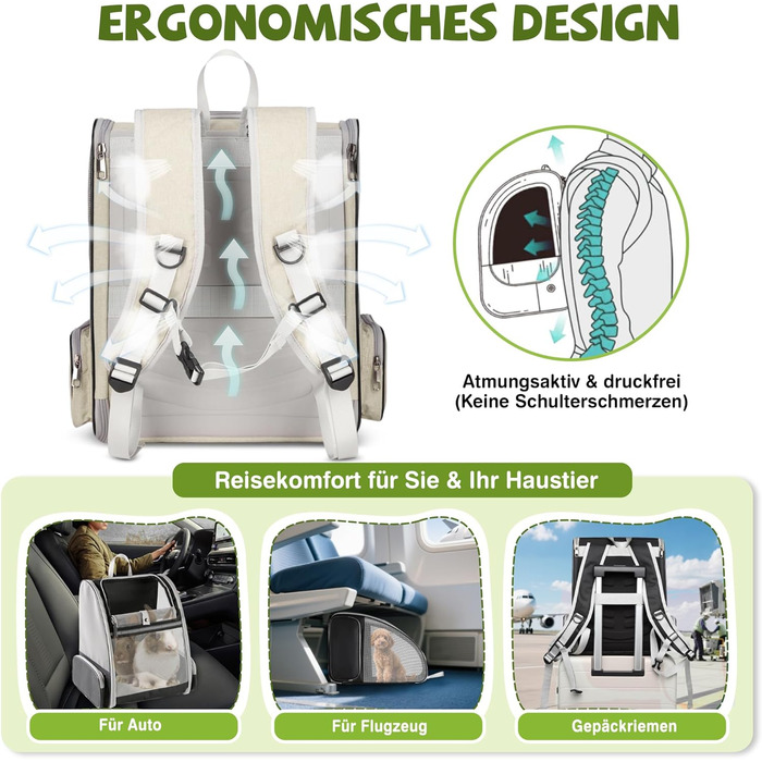 Рюкзак для тварин Allsopets: дихаючий, для котів та собак, маленьких порід, для подорожей та активного відпочинку (кремовий жовтий)