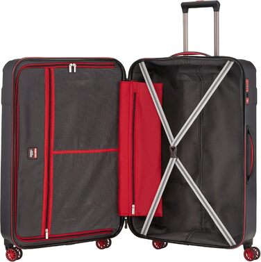 Чемодан Travelite Vector 77 см, L, з TSA замком, 103 л, чорно-червоний