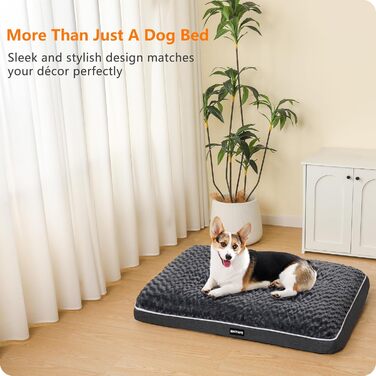 Ортопедичний лежак для собак, двоярусний килимок для собак, зручний лежак для собак, знімний кошик для собак, 90 см для собак маленьких та середніх порід, темно-сірий, розмір L 89 x 59 x 10 см