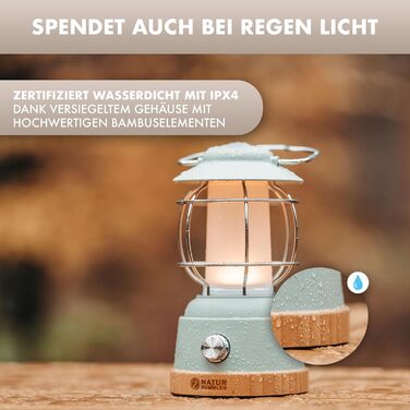 Naturbummler® Camping Lamp [Up to 200h of Brightness & Waterproof] Rechargeable, incl. Power Bank, infinitely dimmable, 5200mAh, outdoor lamp, camping, survival, LED light, battery lamp, lantern, SOS
