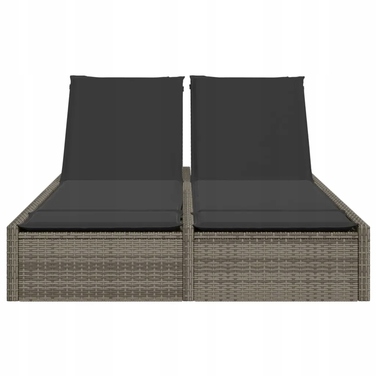 Подвійний ротанговий шезлонг 123x200 см, сірий