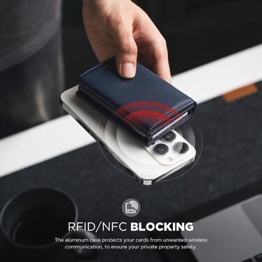 Чоловіче шкіряне картхолдер VULKIT з RFID-захистом, відділенням для грошей та візитки (блакитний)