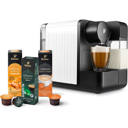 Кавова капсульна машина Tchibo Cafissimo Milk з капучинатором, біла, 30 капсул у комплекті, для кави, еспресо та молочних напоїв