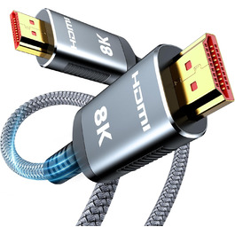 HDMI кабель Highwings 8K 3 метри, HDMI 2.1, 48Gbps, Ultra Highspeed, 8K@60Hz, 4K@120Hz, HDR10, eARC, DTS:X, 3D, HDCP 2.2/2.3, сумісний з PS5/PS4/PS3, HDTV, Blu-ray Player