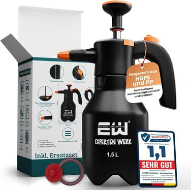 Професійний розпилювач ExpertenWerk 1,5 л – преміум помповий обприскувач з регульованою насадкою, стійкий до хімікатів, не протікає, для авто, саду, прибирання та майстерні, з аксесуарами