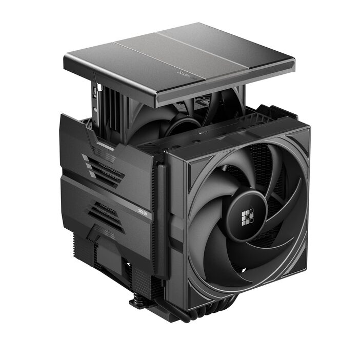 Кулер для процесора Sudokoo SK620 AM5: Двовежевий CPU кулер з цифровим дисплеєм, 6 теплотрубками та 2 вентиляторами PWM FDB 120мм, чорний