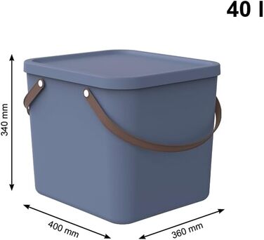 Rotho Albula Storage Box 40l with Lid, Plastic (Recycled PP), Green, 40l (40.0 x 40.0 x 34.0 cm) (Blue)