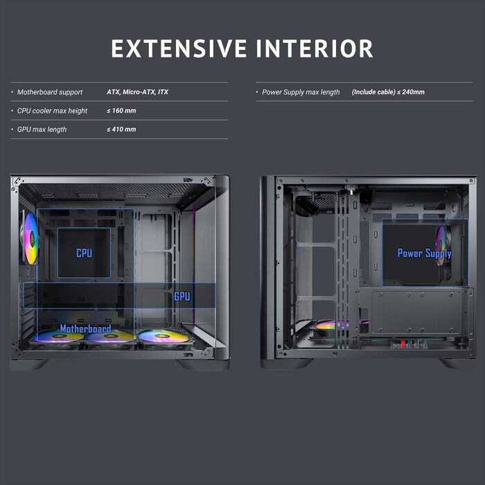 Корпус ATX/M-ATX/M-ITX Antec GEH C5 Curve ARGB - чорний, роздрібний продаж